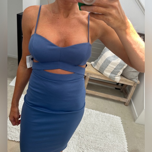 Windsor blue midi formal dress with front tri cutout wedding event summer NWT M - Picture 5 of 13